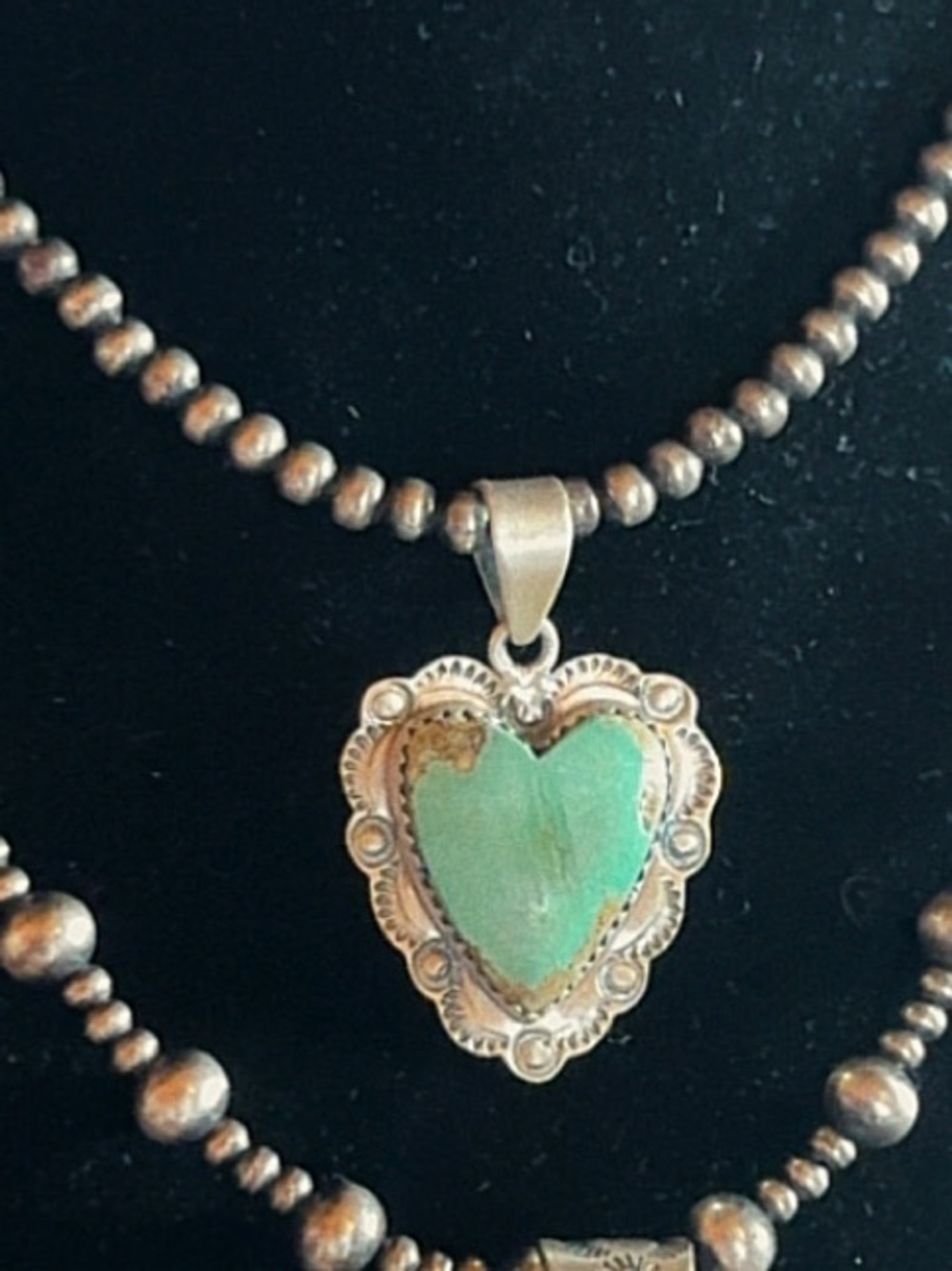 Silver Heart Turquoise Carico Lake Pendant